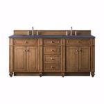 Bristol 72IN Double Vanity Saddle Brown w/ 3 CM Charcoal Soapstone Silestone Top