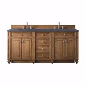 Bristol 72IN Double Vanity Saddle Brown w/ 3 CM Charcoal Soapstone Silestone Top