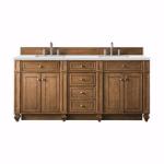 Bristol 72IN Double Vanity Saddle Brown w/ 3 CM Ethereal Noctis Silestone Top