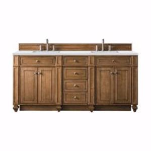 Bristol 72IN Double Vanity Saddle Brown w/ 3 CM Ethereal Noctis Silestone Top