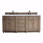 Bristol 72IN Double Vanity Whitewashed Walnut w/ 3 CM Carrara Marble Top