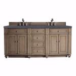 Bristol 72IN Double Vanity Whitewashed Walnut w/ 3 CM Charcoal Soapstone Silestone Top