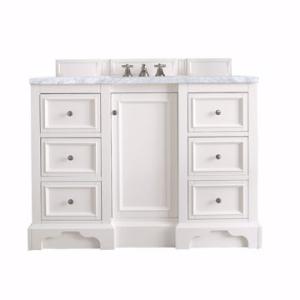 De Soto 48IN Single Vanity Bright White w/ 3 CM Carrara Marble Top