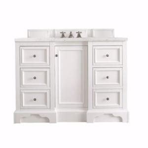 De Soto 48IN Single Vanity Bright White w/ 3 CM Eternal Jasmine Pearl Silestone Top