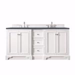 De Soto 72IN Double Vanity Bright White w/ 3 CM Charcoal Soapstone Silestone Top