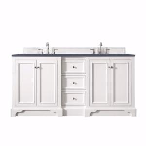 De Soto 72IN Double Vanity Bright White w/ 3 CM Charcoal Soapstone Silestone Top