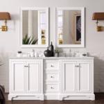 De Soto 72IN Double Vanity Bright White w/ 3 CM Eternal Jasmine Pearl Silestone Top