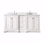 De Soto 72IN Double Vanity Bright White w/ 3 CM Ethereal Noctis Silestone Top