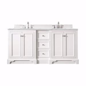 De Soto 72IN Double Vanity Bright White w/ 3 CM Ethereal Noctis Silestone Top