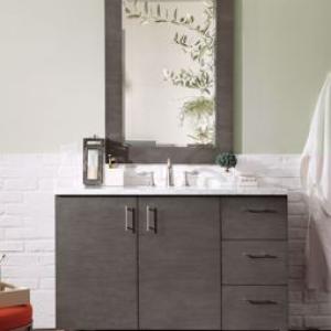 Metropolitan 48IN Single Vanity Silver Oak w/ 3 CM Carrara Marble Top