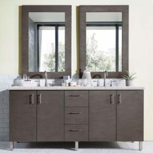 Metropolitan 72IN Double Vanity Silver Oak w/ 3 CM Eternal Jasmine Pearl Silestone Top