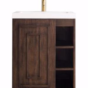 Alicante 24IN Single Vanity Mid-Century Acacia w/ White Glossy Composite Stone Top