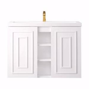 Alicante 39.5IN Single Vanity Glossy White w/ White Glossy Composite Stone Top