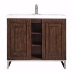 Alicante 39.5IN Single Vanity Mid-Century Acacia Brushed Nickel w/ White Glossy Composite Stone Top