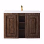 Alicante 39.5IN Single Vanity Mid-Century Acacia w/ White Glossy Composite Stone Top