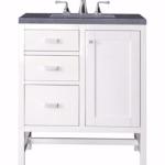 Addison 30IN Single Vanity Glossy White w/ 3 CM Charcoal Soapstone Silestone Top