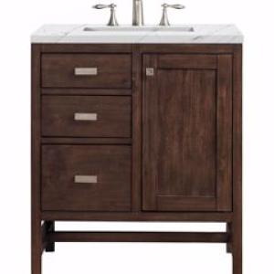 Addison 30IN Single Vanity Mid-Century Acacia w/ 3 CM Ethereal Noctis Silestone Top