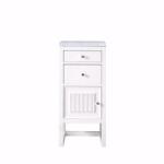 Athens 15IN Base Cabinet w/ Drawers and Left Door Glossy White w/ 3 CM Carrara Marble Top