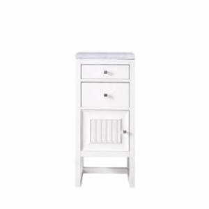 Athens 15IN Base Cabinet w/ Drawers and Left Door Glossy White w/ 3 CM Carrara Marble Top