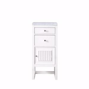 Athens 15IN Base Cabinet w/ Drawers and Right Door Glossy White w/ 3 CM Carrara Marble Top