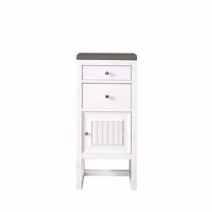 Athens 15IN Base Cabinet w/ Drawers and Right Door Glossy White w/ 3 CM Grey Expo Silestone Top