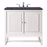 Athens 30IN Single Vanity Glossy White w/ 3 CM Charcoal Soapstone Silestone Top
