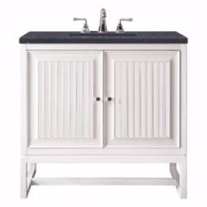 Athens 30IN Single Vanity Glossy White w/ 3 CM Charcoal Soapstone Silestone Top