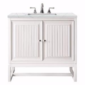 Athens 30IN Single Vanity Glossy White w/ 3 CM Ethereal Noctis Top