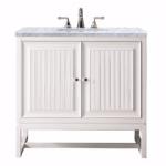 Athens 36IN Single Vanity Glossy White w/ 3 CM Carrara White Top