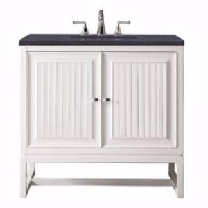 Athens 36IN Single Vanity Glossy White w/ 3 CM Charcoal Soapstone Silestone Top