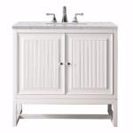 Athens 36IN Single Vanity Glossy White w/ 3 CM Eternal Jasmine Pearl Silestone Top
