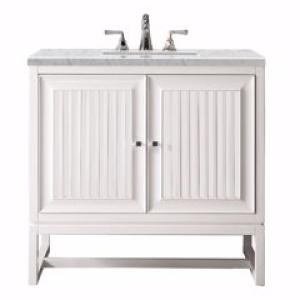 Athens 36IN Single Vanity Glossy White w/ 3 CM Eternal Jasmine Pearl Silestone Top