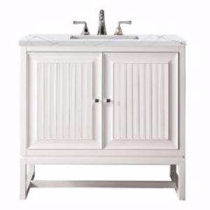 Athens 36IN Single Vanity Glossy White w/ 3 CM Ethereal Noctis Top