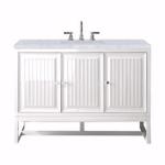Athens 48IN Single Vanity Glossy White w/ 3 CM Carrara White Top