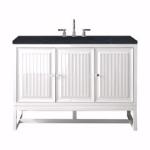 Athens 48IN Single Vanity Glossy White w/ 3 CM Charcoal Soapstone Silestone Top