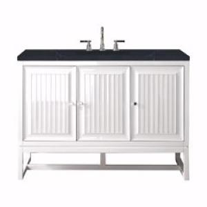 Athens 48IN Single Vanity Glossy White w/ 3 CM Charcoal Soapstone Silestone Top