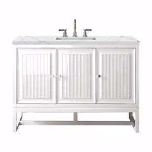 Athens 48IN Single Vanity Glossy White w/ 3 CM Ethereal Noctis Top