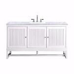 Athens 60IN Single Vanity Glossy White w/ 3 CM Carrara White Top