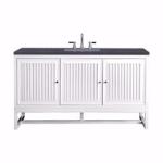 Athens 60IN Single Vanity Glossy White w/ 3 CM Charcoal Soapstone Silestone Top