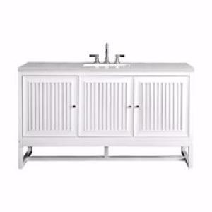 Athens 60IN Single Vanity Glossy White w/ 3 CM Eternal Jasmine Pearl Silestone Top