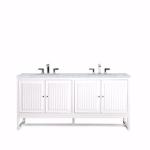 Athens 72IN Double Vanity Glossy White w/ 3 CM Carrara White Top