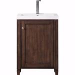 Britannia 24IN Single Vanity Mid-Century Acacia w/ White Glossy Composite Stone Top