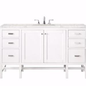 Addison 60IN Single Vanity Glossy White w/ 3 CM Eternal Jasmine Pearl Silestone Top