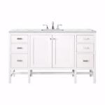 Addison 60IN Single Vanity Glossy White w/ 3 CM Ethereal Noctis Top
