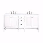 Addison 72IN Double Vanity Glossy White w/ 3 CM Carrara White Top