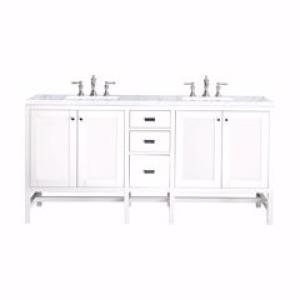 Addison 72IN Double Vanity Glossy White w/ 3 CM Carrara White Top