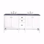 Addison 72IN Double Vanity Glossy White w/ 3 CM Charcoal Soapstone Silestone Top