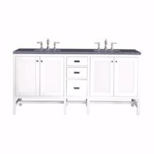 Addison 72IN Double Vanity Glossy White w/ 3 CM Charcoal Soapstone Silestone Top