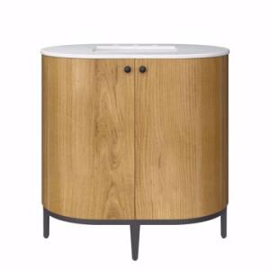 Bellamy 36IN Single Vanity Rustic Oak w/ Carrara Marble Top