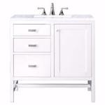 Addison 36IN Single Vanity Glossy White w/ 3 CM Carrara White Top
